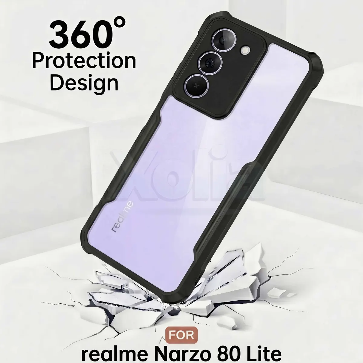 Micvir Back Cover for Realme Narzo 80 Lite 5G (Transparent, Black, Shock Proof, Polycarbonate, Pack of: 1) — image 3 of 5