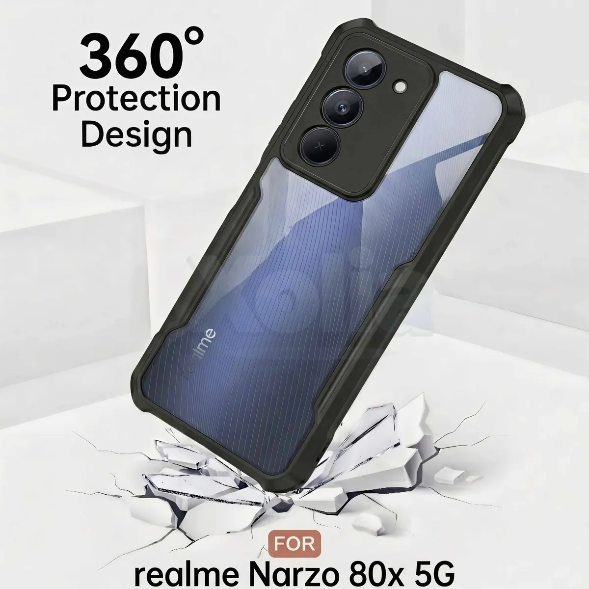 Micvir Back Cover for Realme Narzo 80x 5G (Transparent, Black, Shock Proof, Polycarbonate, Pack of: 1) — image 3 of 5