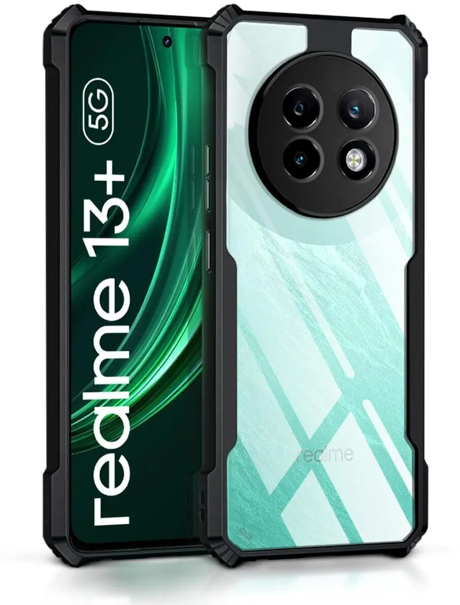 Micvir Back Cover for Realme P1 Speed 5G (Transparent, Black, Shock Proof, Polycarbonate, Pack of: 1)