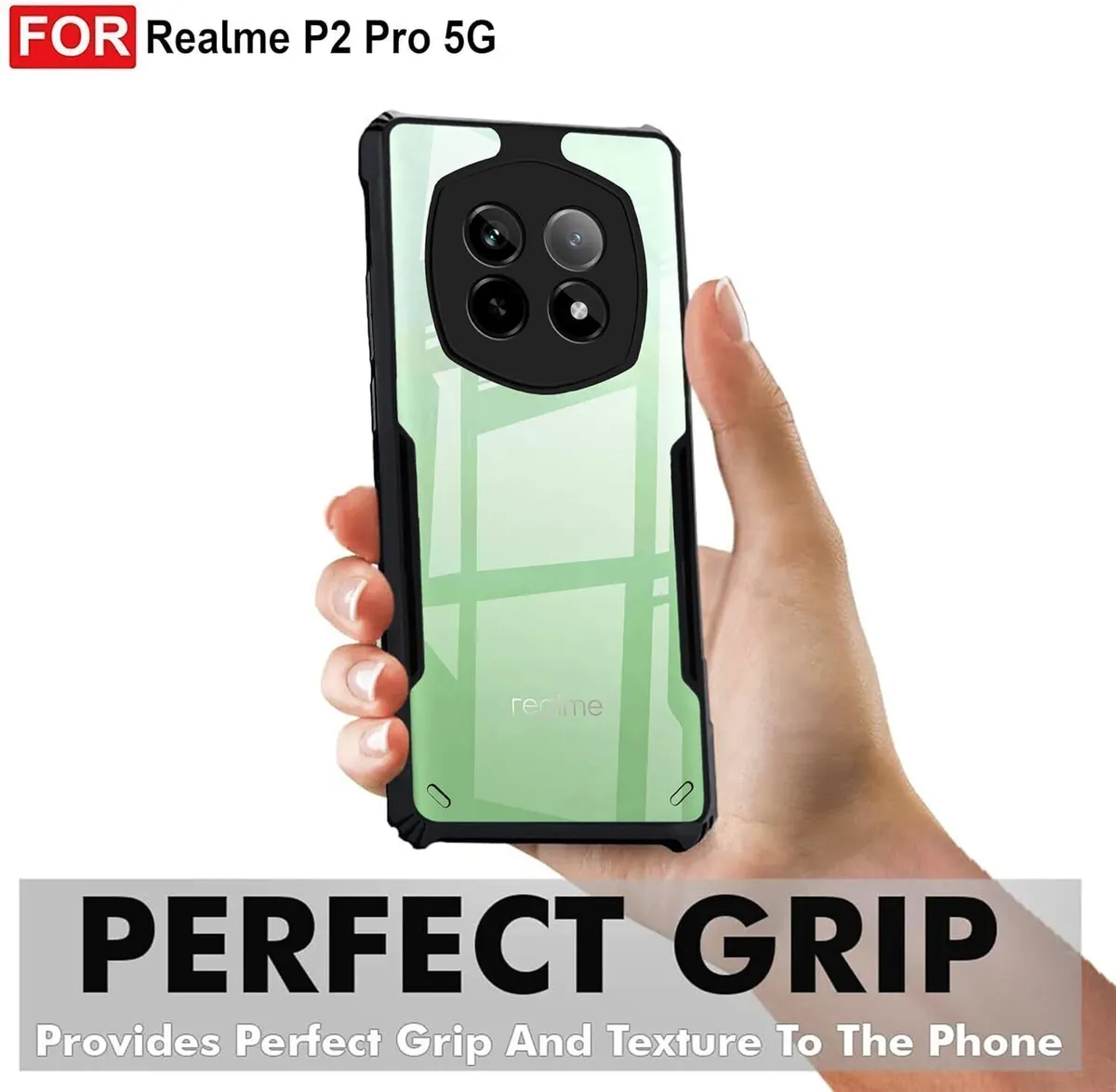 Micvir Back Cover for realme P2 Pro 5G (Transparent, Black, Shock Proof, Polycarbonate, Pack of: 1) — image 2 of 5