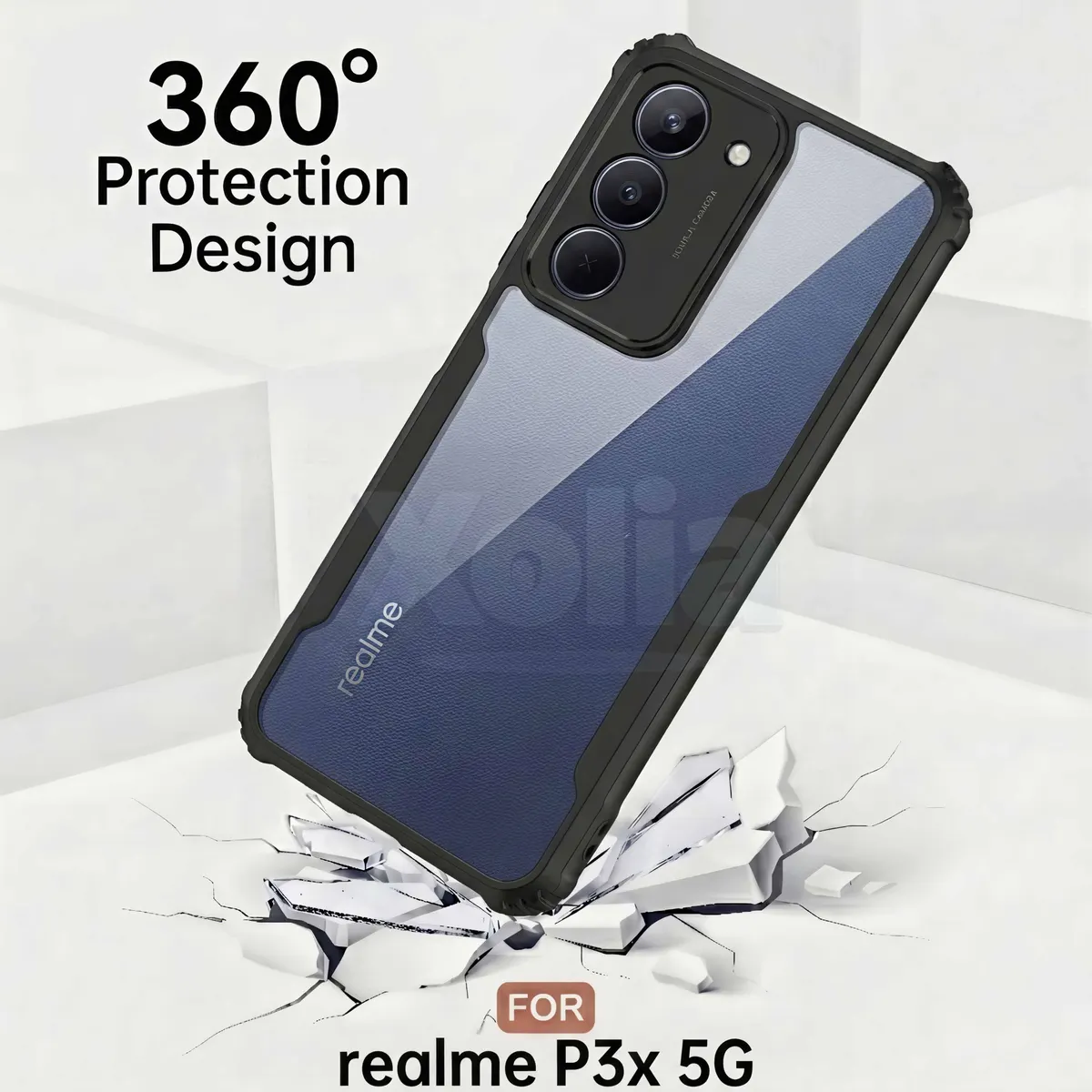Micvir Back Cover for realme P3x 5G (Transparent, Black, Shock Proof, Polycarbonate, Pack of: 1) — image 3 of 5
