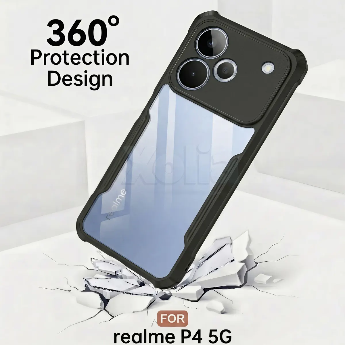 Micvir Back Cover for Realme P4 5G (Transparent, Black, Shock Proof, Polycarbonate, Pack of: 1) — image 3 of 5