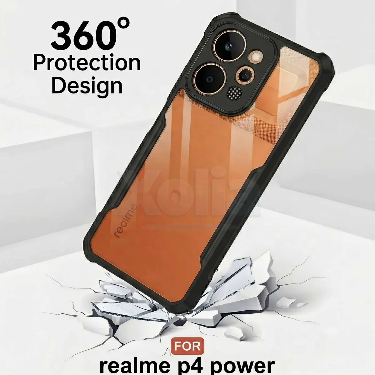 Xolia Back Cover for Realme P4 Power 5G (Transparent, Black, Shock Proof, Polycarbonate, Pack of: 1) — image 2 of 5
