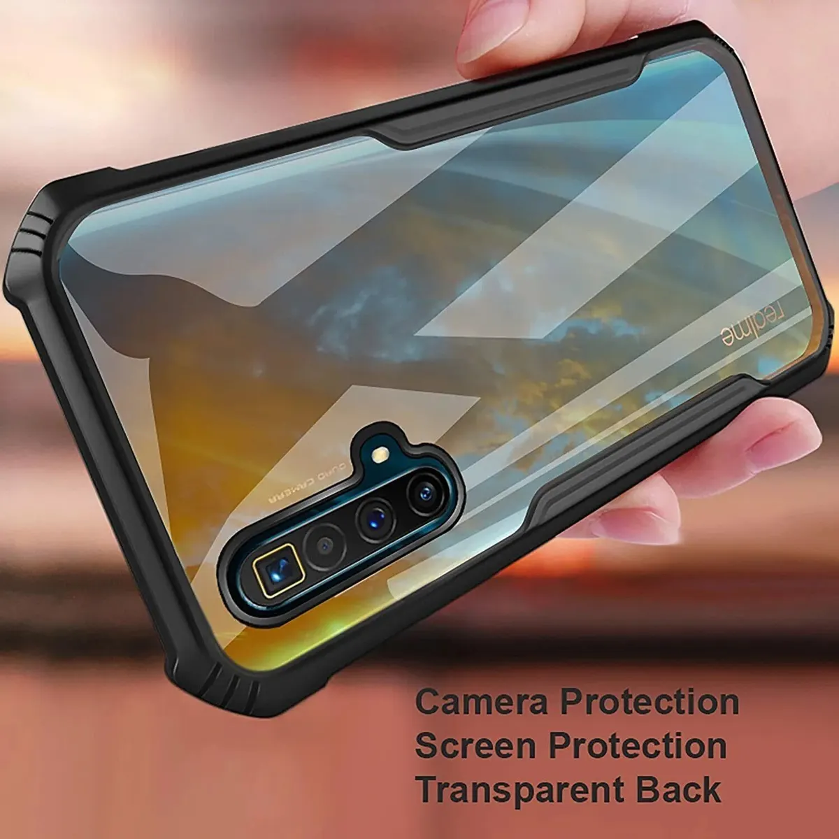 Micvir Back Cover for Realme X3 (Transparent, Black, Shock Proof, Polycarbonate, Pack of: 1) — image 2 of 5