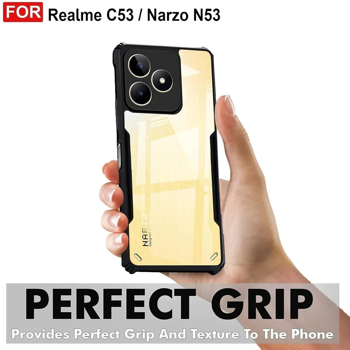 Micvir Back Cover for Realme Narzo N53 (Black, Shock Proof, Polycarbonate, Pack of: 1) — image 2 of 5
