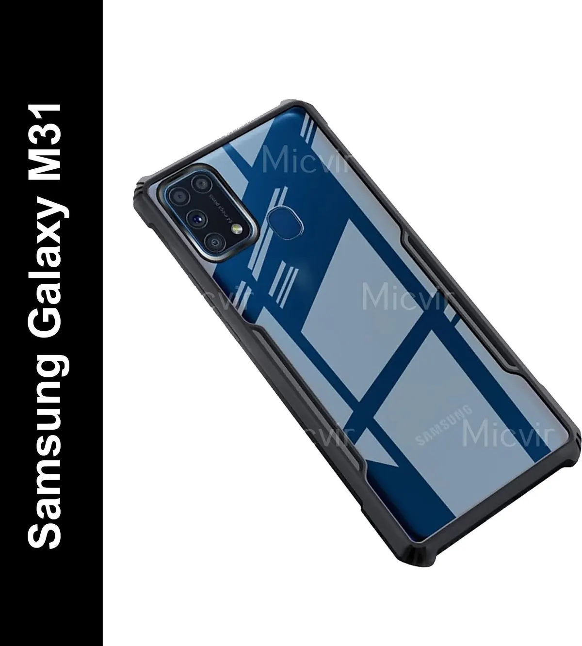 Micvir Back Cover for Samsung Galaxy F41 (Transparent, Black, Shock Proof, Polycarbonate, Pack of: 1)