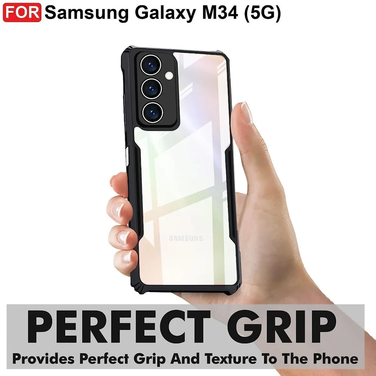 Micvir Back Cover for Samsung Galaxy M34 5G (Transparent, Black, Shock Proof, Polycarbonate, Pack of: 1) — image 2 of 5