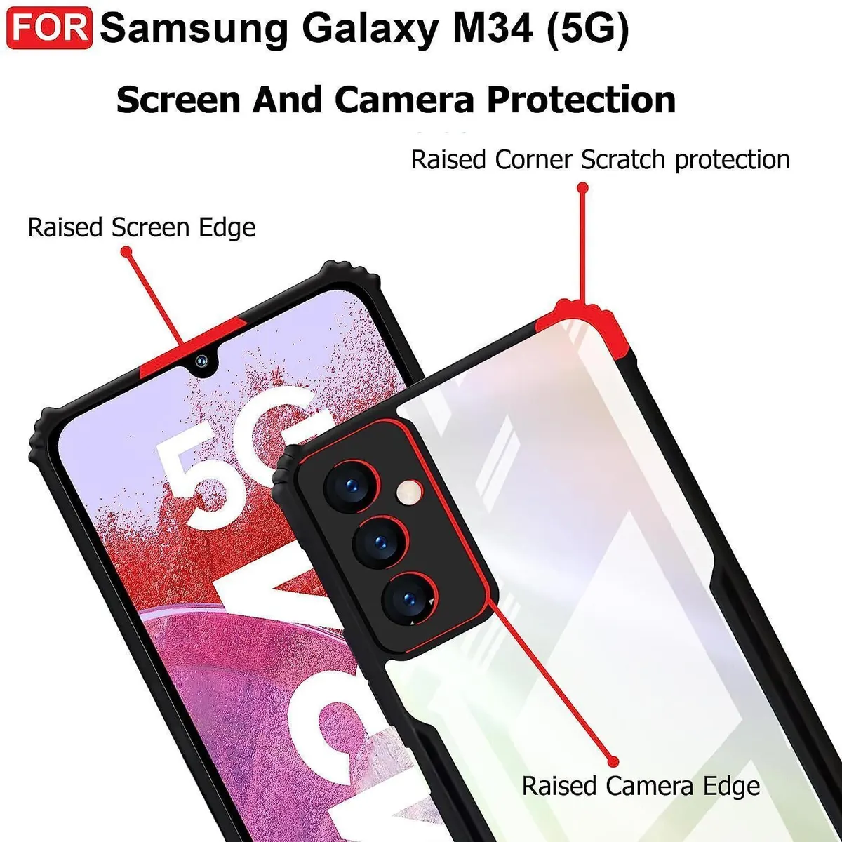 Micvir Back Cover for Samsung Galaxy M34 5G (Transparent, Black, Shock Proof, Polycarbonate, Pack of: 1) — image 4 of 5