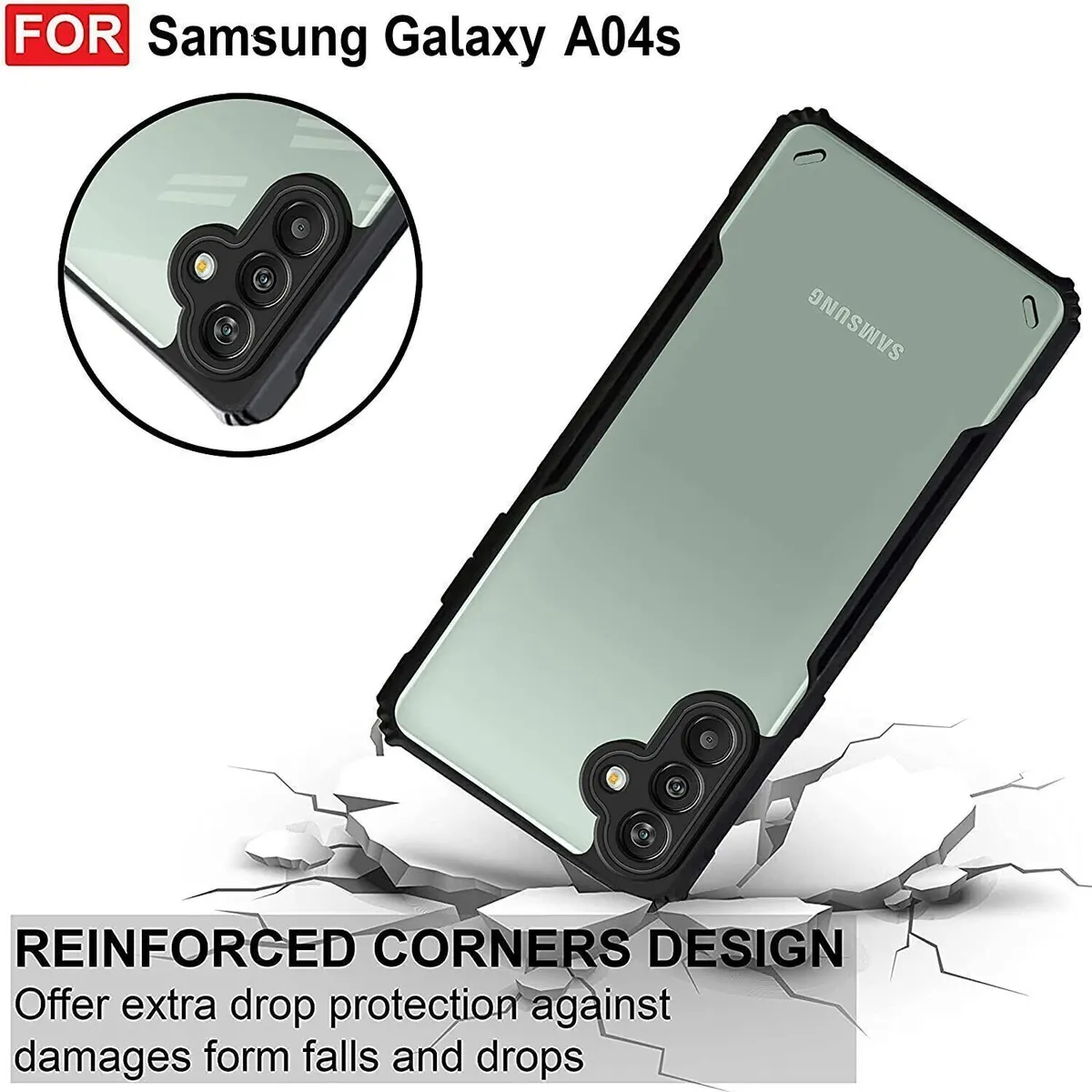 Micvir Back Cover for Samsung Galaxy A04s (Transparent, Black, Shock Proof, Polycarbonate, Pack of: 1) — image 3 of 5