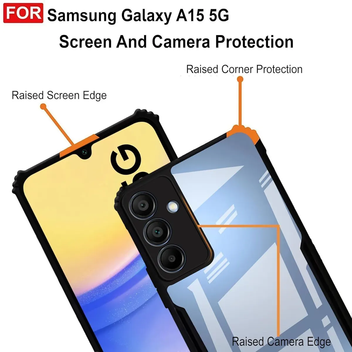 Micvir Back Cover for Samsung Galaxy A15 5G (Transparent, Black, Shock Proof, Polycarbonate, Pack of: 1) — image 4 of 5