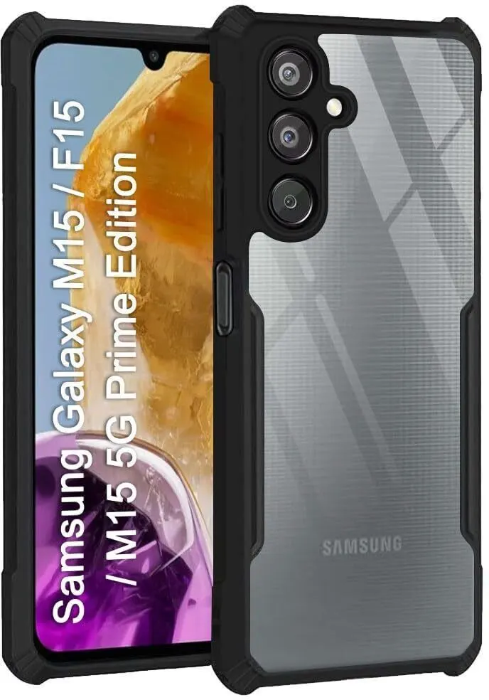 Micvir Back Cover for Samsung Galaxy F15 5G (Transparent, Black, Shock Proof, Polycarbonate, Pack of: 1)