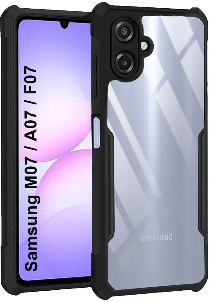 Micvir Back Cover for SAMSUNG Galaxy M07 5G (Transparent, Black, Shock Proof, Polycarbonate, Pack of: 1)