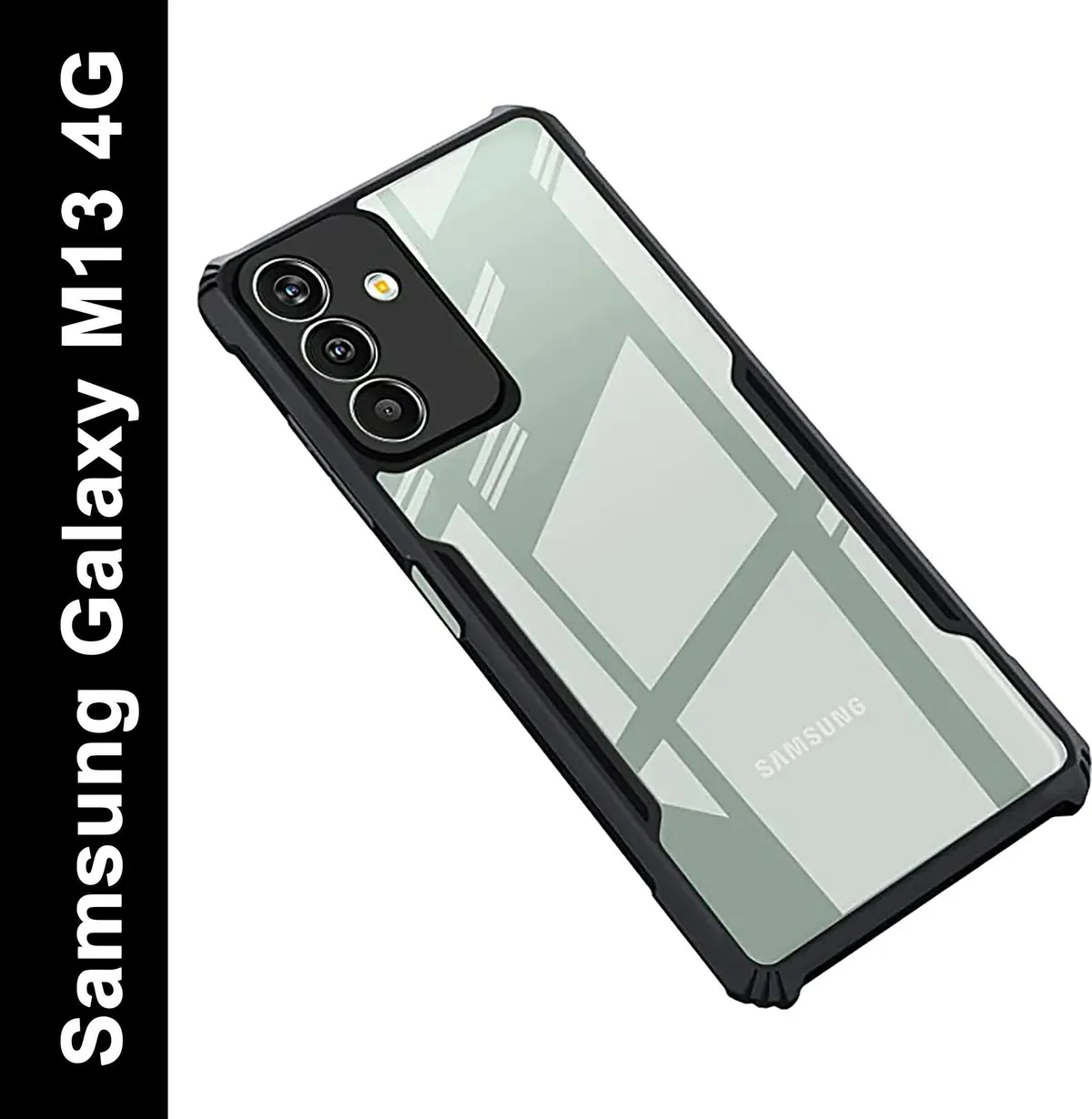 Micvir Back Cover for Samsung Galaxy M13 4G (Transparent, Black, Shock Proof, Polycarbonate, Pack of: 1)
