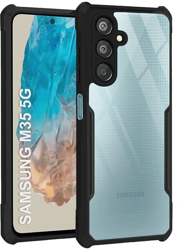 Micvir Back Cover for SAMSUNG Galaxy M35 5G (Transparent, Black, Shock Proof, Polycarbonate, Pack of: 1)