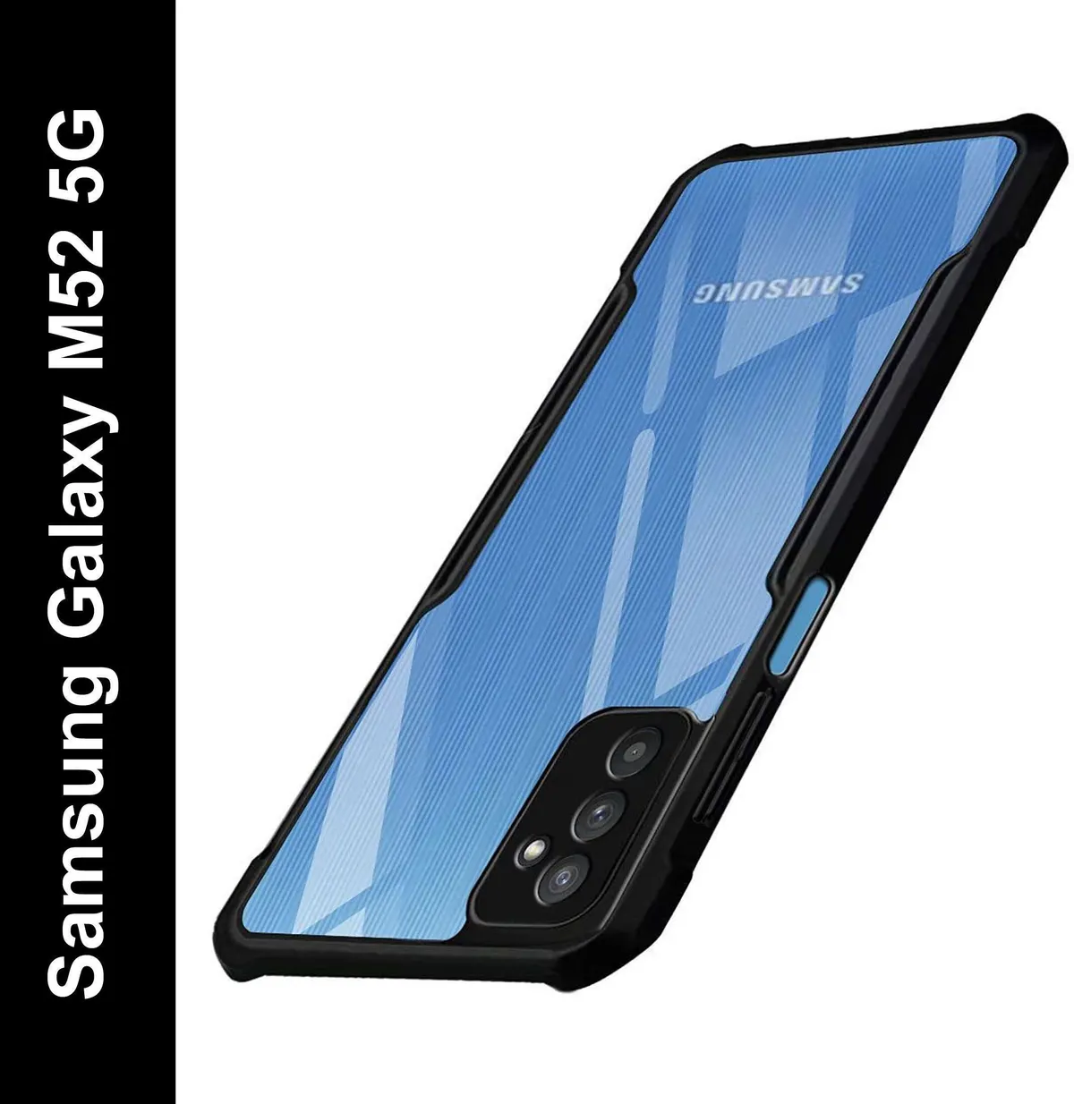Micvir Back Cover for Samsung Galaxy M52 5G (Transparent, Black, Shock Proof, Polycarbonate, Pack of: 1)