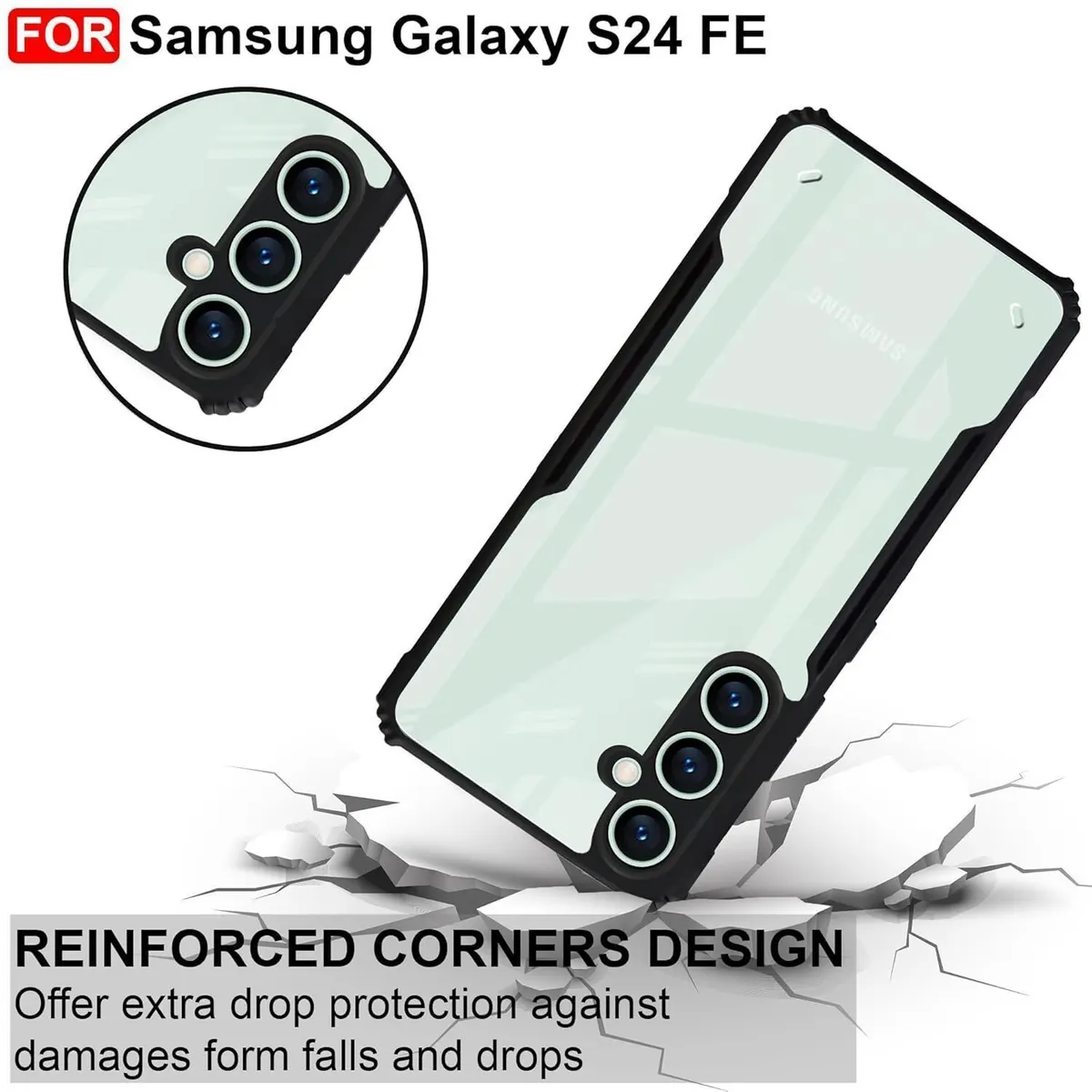Micvir Back Cover for SAMSUNG Galaxy S24 FE 5G (Transparent, Black, Shock Proof, Polycarbonate, Pack of: 1) — image 3 of 5