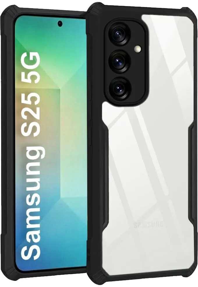 Micvir Back Cover for Samsung Galaxy S25 5G (Transparent, Black, Shock Proof, Polycarbonate, Pack of: 1)