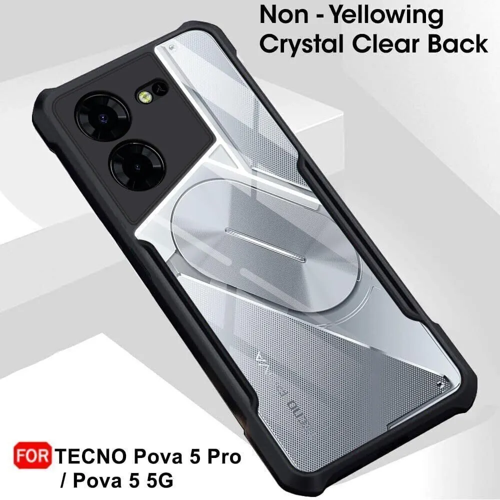Micvir Back Cover for Tecno Pova 5, Tecno Pova 5 Pro (Transparent, Black, Shock Proof, Polycarbonate, Pack of: 1) — image 3 of 5