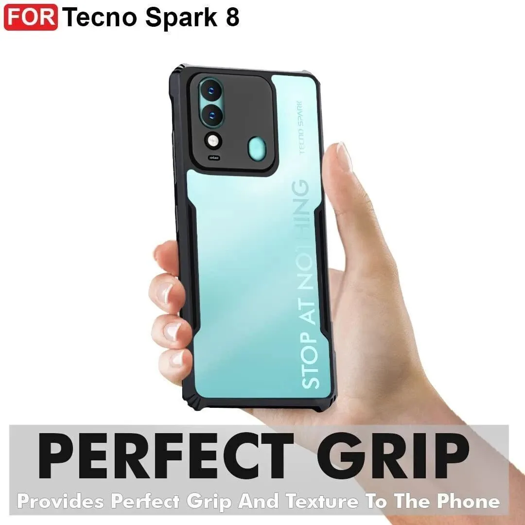 Micvir Back Cover for Tecno Spark 8 (Transparent, Black, Shock Proof, Polycarbonate, Pack of: 1) — image 2 of 5