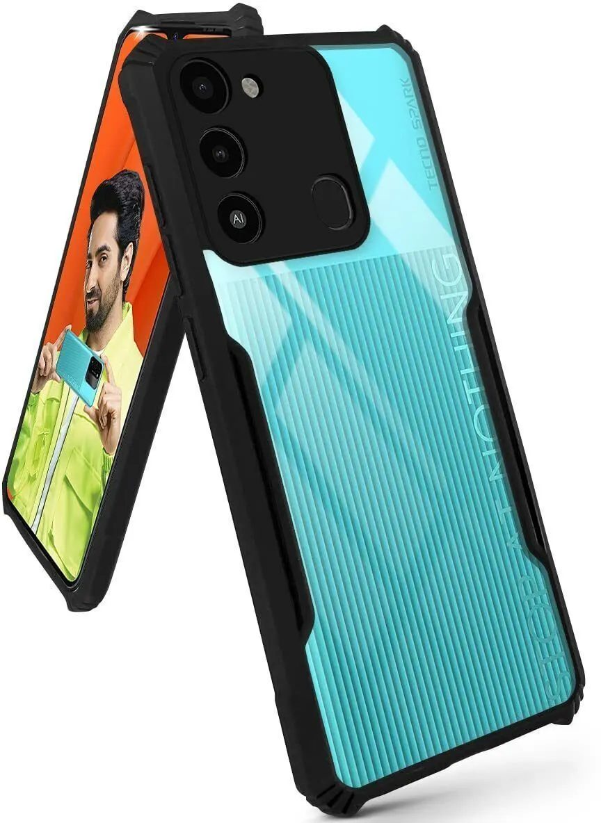 Micvir Back Cover for Tecno Spark 9 (Transparent, Black, Shock Proof, Polycarbonate, Pack of: 1) — image 3 of 5