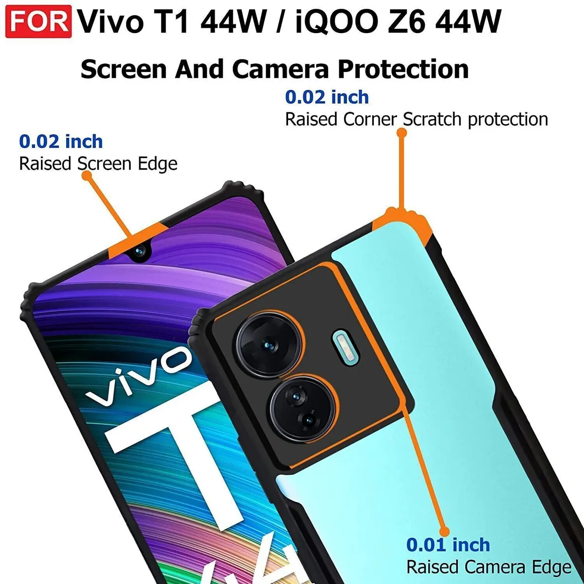 Micvir Back Cover for iQOO Z6 44W (Transparent, Black, Shock Proof, Polycarbonate, Pack of: 1) — image 3 of 5