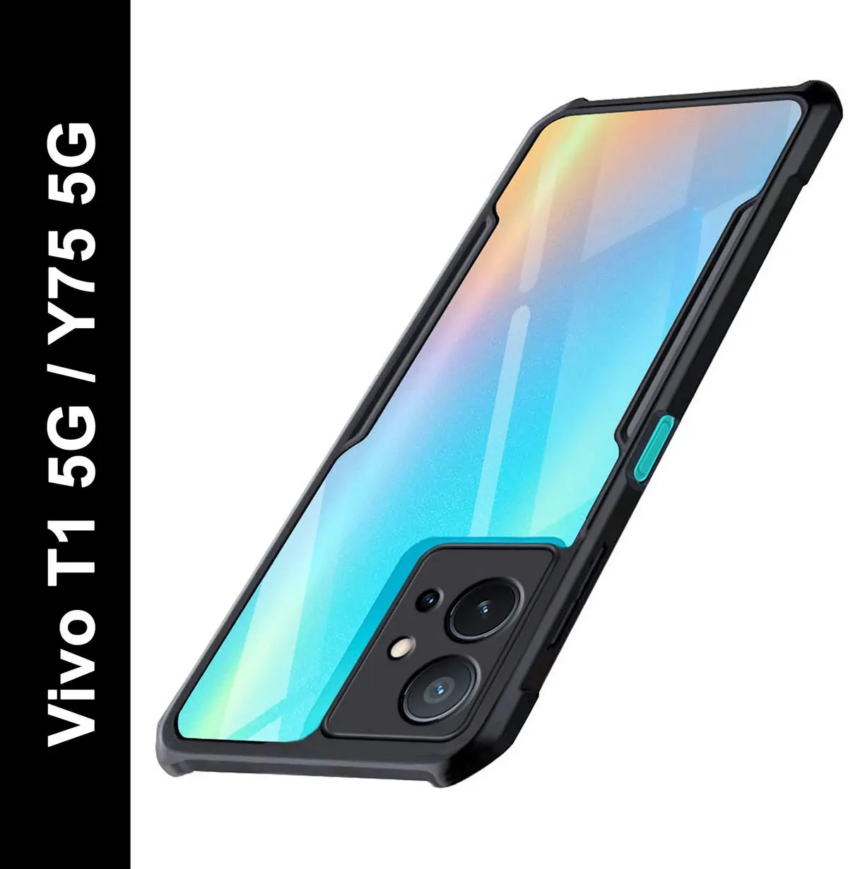 Micvir Back Cover for Vivo Y75 5G (Transparent, Black, Shock Proof, Polycarbonate, Pack of: 1)