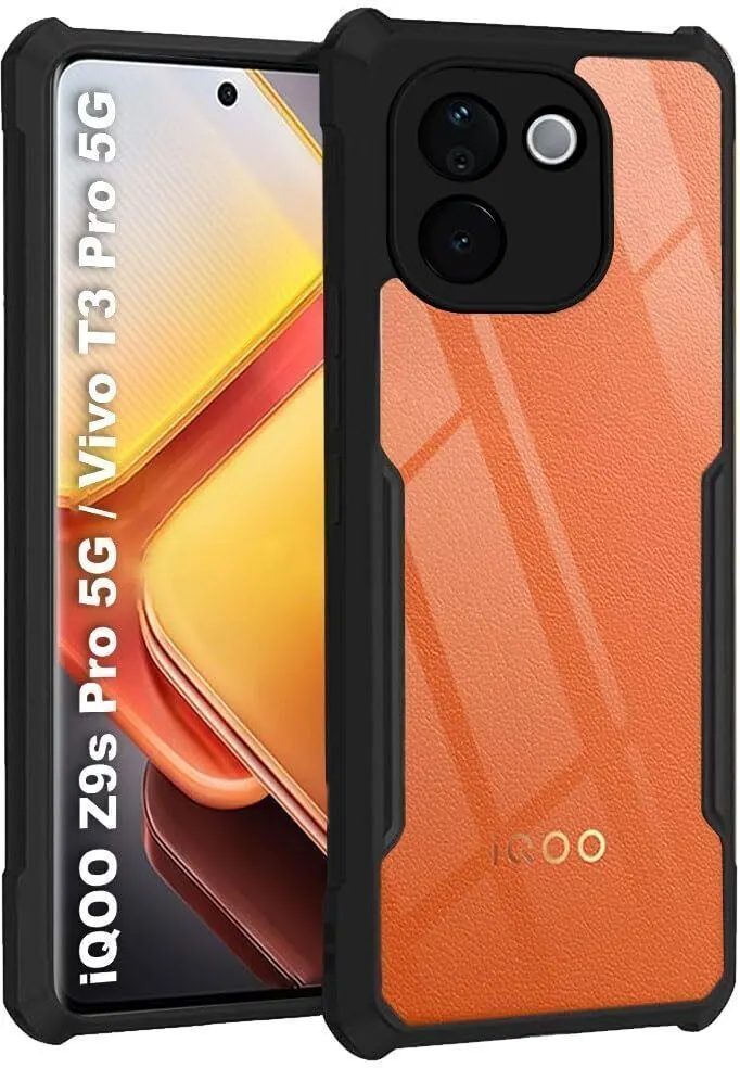 Micvir Back Cover for vivo T3 Pro 5G (Transparent, Black, Shock Proof, Polycarbonate, Pack of: 1)
