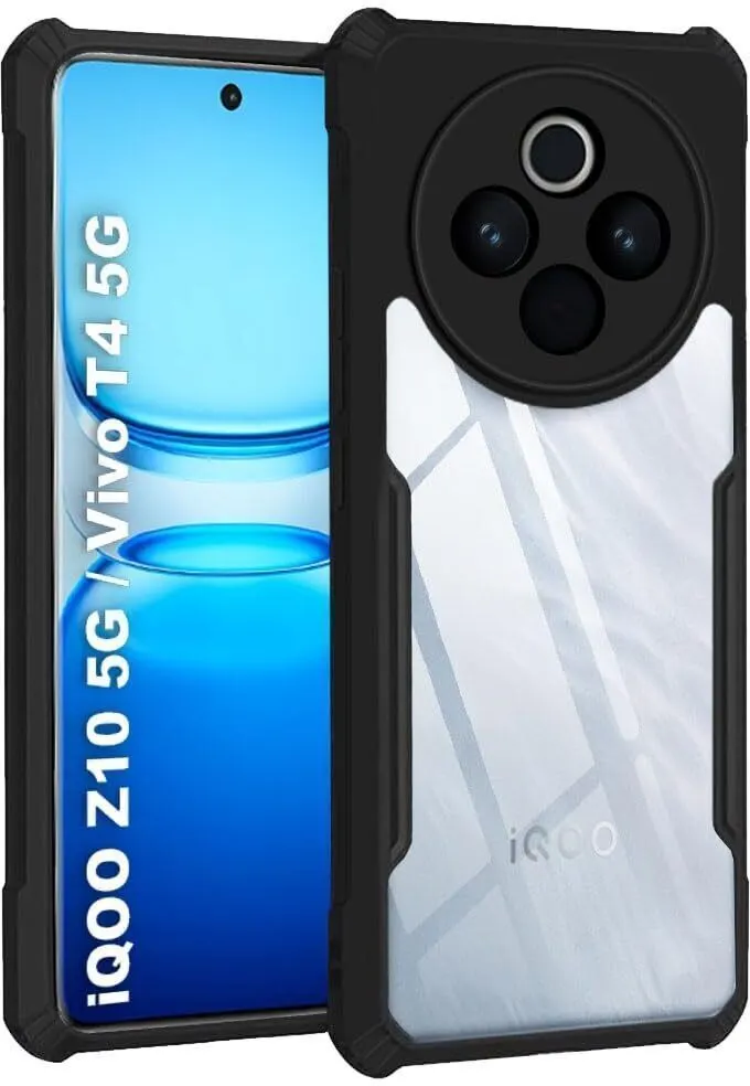 Micvir Back Cover for Vivo T4 5G (Transparent, Black, Shock Proof, Polycarbonate, Pack of: 1)
