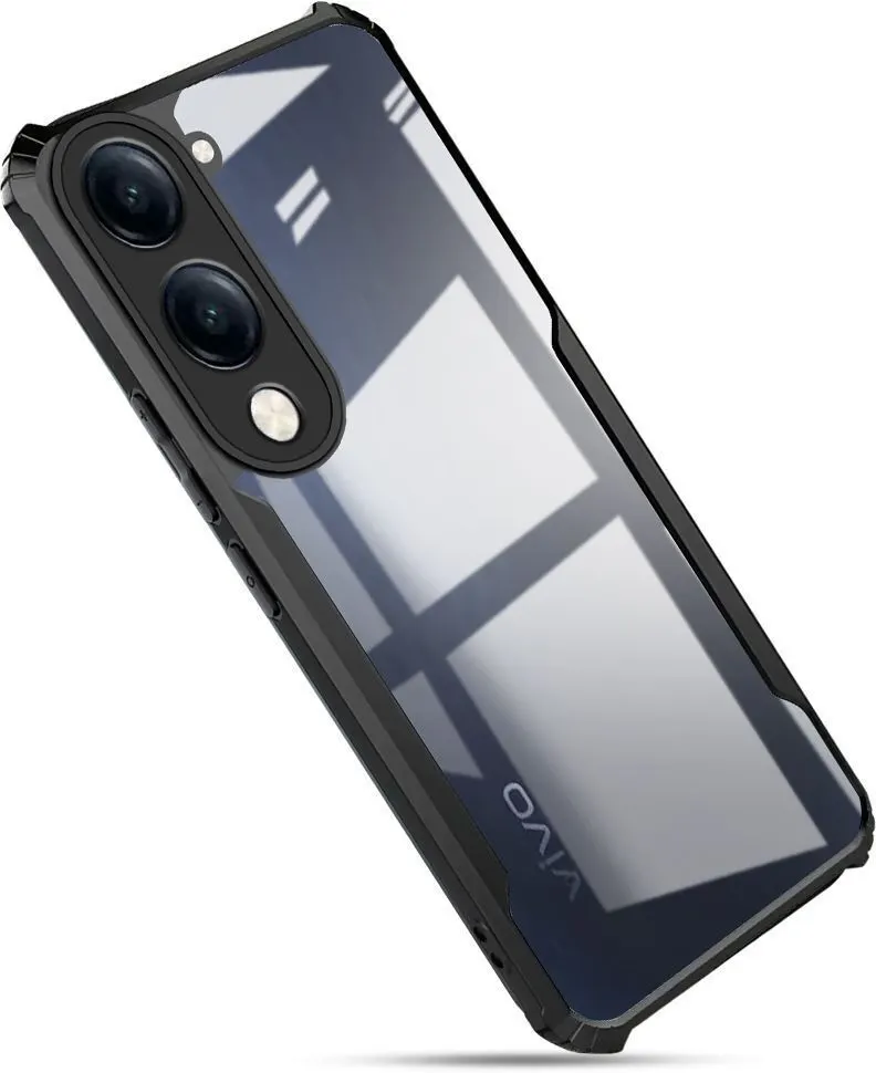 Micvir Back Cover for Vivo T4 Lite 5G (Transparent, Black, Shock Proof, Polycarbonate, Pack of: 1)