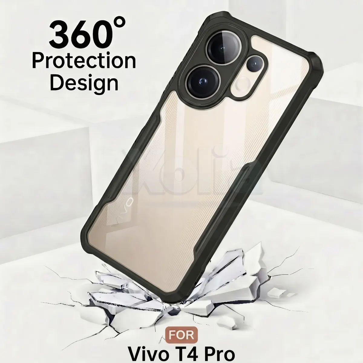 Micvir Back Cover for Vivo T4 Pro 5G (Transparent, Black, Shock Proof, Polycarbonate, Pack of: 1) — image 3 of 5