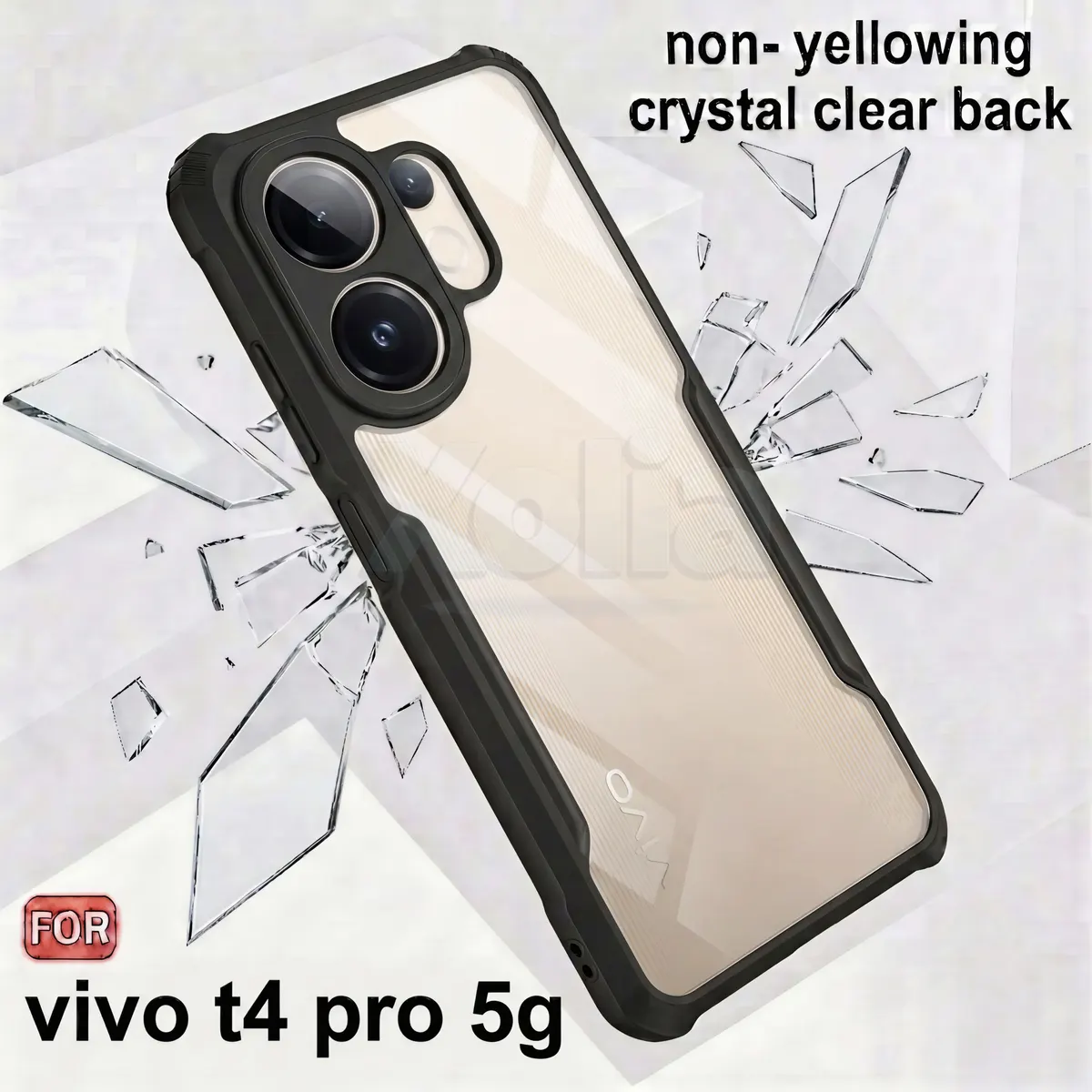 Micvir Back Cover for Vivo T4 Pro 5G (Transparent, Black, Shock Proof, Polycarbonate, Pack of: 1) — image 4 of 5