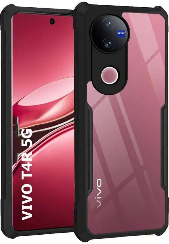 Micvir Back Cover for Vivo T4R 5G (Transparent, Black, Shock Proof, Polycarbonate, Pack of: 1)