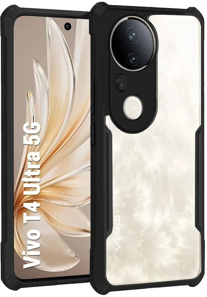 Micvir Back Cover for Vivo T4 Ultra 5G (Transparent, Black, Shock Proof, Polycarbonate, Pack of: 1)