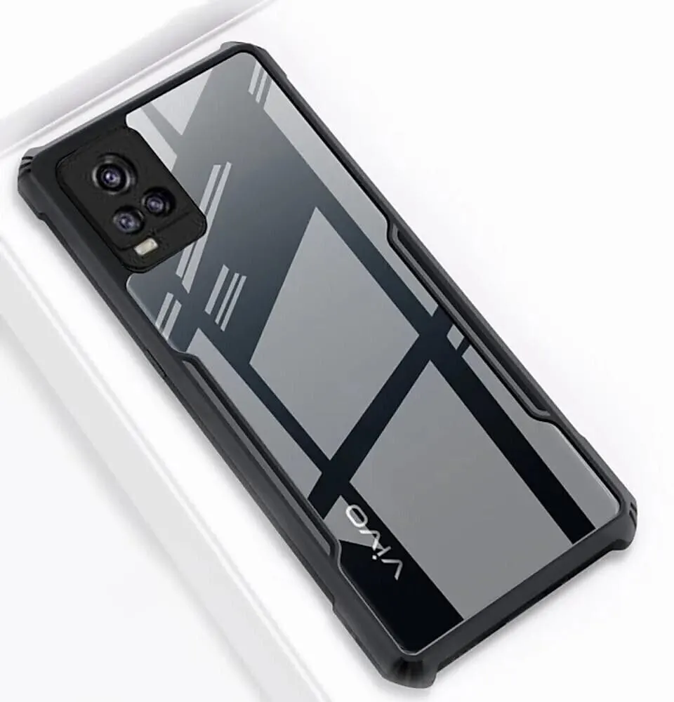 Micvir Back Cover for Vivo V20 (Transparent, Black, Shock Proof, Polycarbonate, Pack of: 1) — image 2 of 5