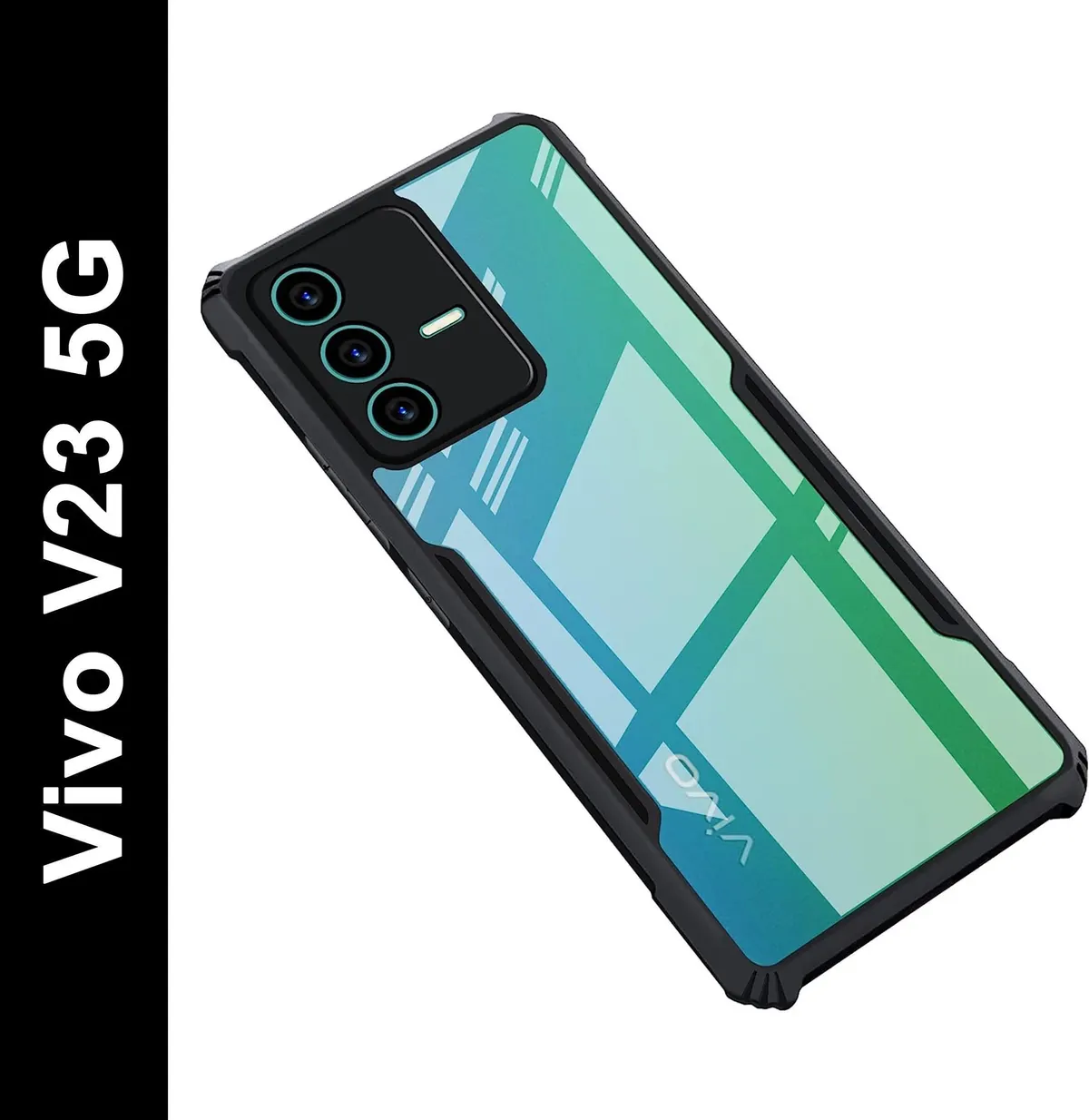 Micvir Back Cover for Vivo V23 5G (Transparent, Black, Shock Proof, Polycarbonate, Pack of: 1)