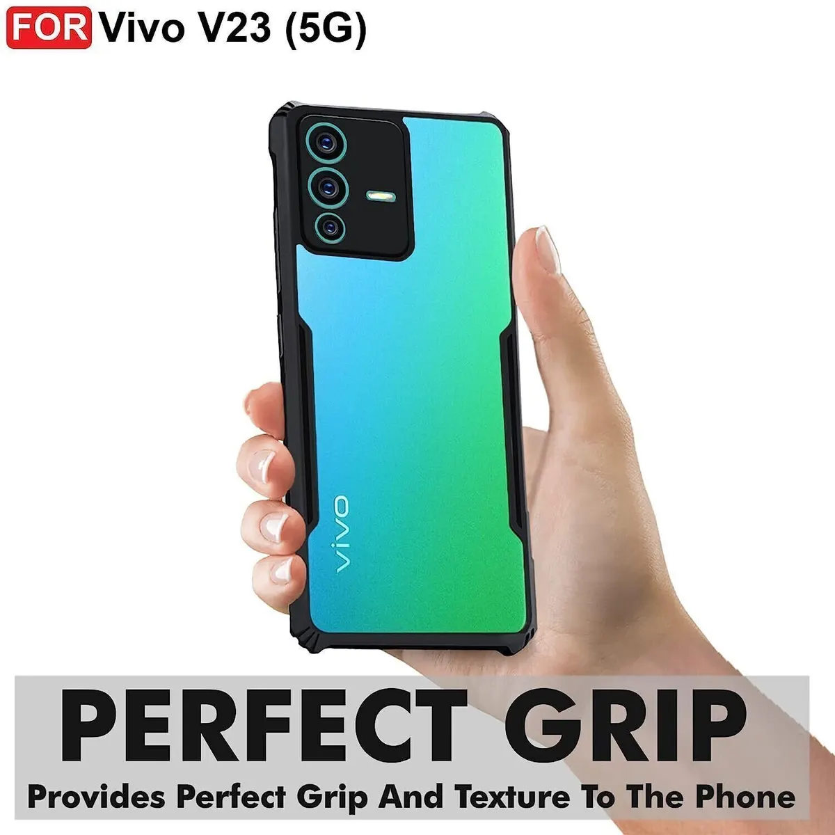 Micvir Back Cover for Vivo V23 5G (Transparent, Black, Shock Proof, Polycarbonate, Pack of: 1) — image 2 of 5