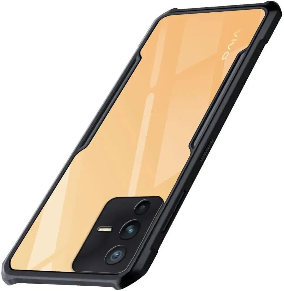 Micvir Back Cover for Vivo V23 Pro 5G (Transparent, Black, Shock Proof, Polycarbonate, Pack of: 1)