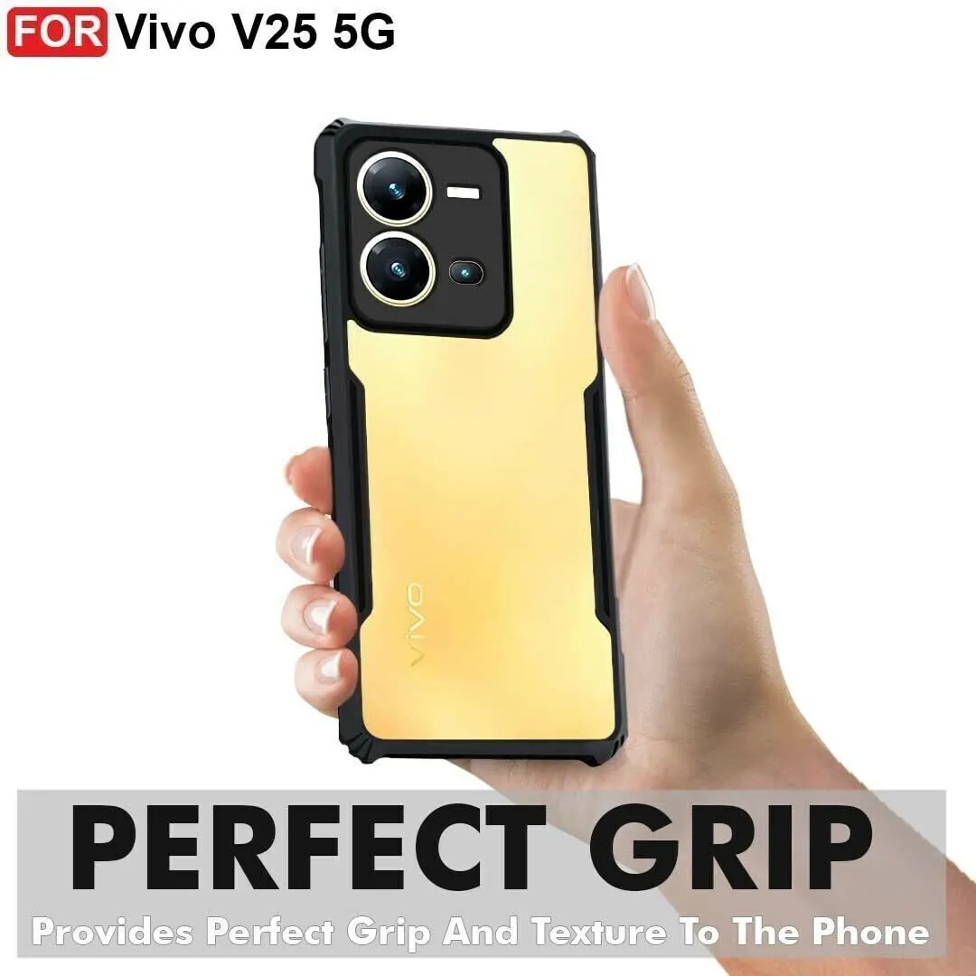 Micvir Back Cover for Vivo V25 5G (Transparent, Black, Shock Proof, Polycarbonate, Pack of: 1) — image 2 of 5