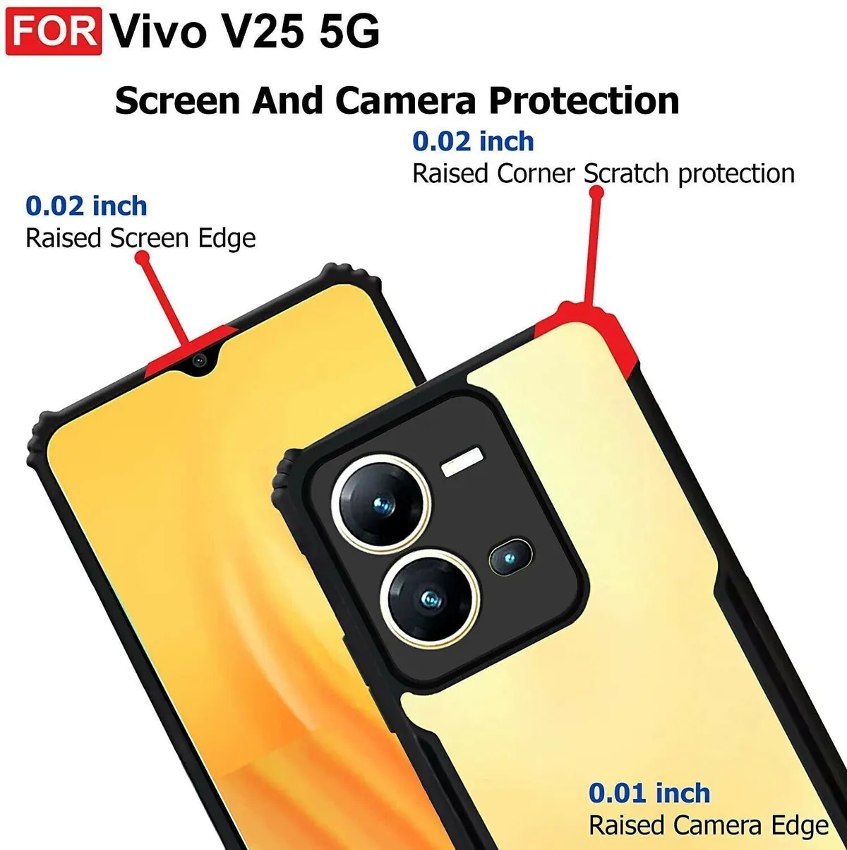 Micvir Back Cover for Vivo V25 5G (Transparent, Black, Shock Proof, Polycarbonate, Pack of: 1) — image 3 of 5