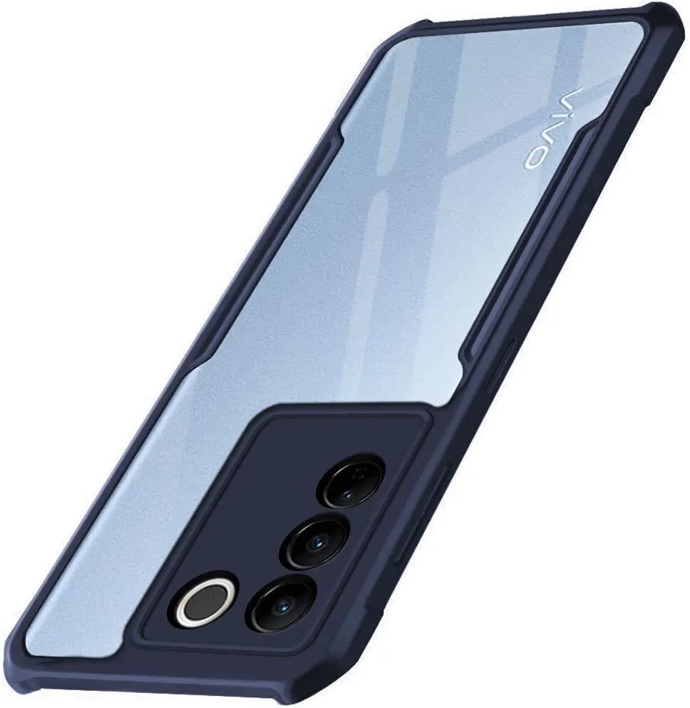 Micvir Back Cover for vivo V27 (Transparent, Blue, Shock Proof, Polycarbonate, Pack of: 1)