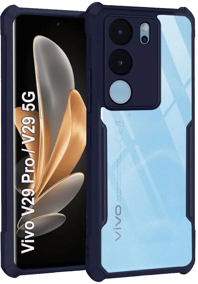 Micvir Back Cover for Vivo V29 Pro 5G (Transparent, Blue, Shock Proof, Polycarbonate, Pack of: 1)