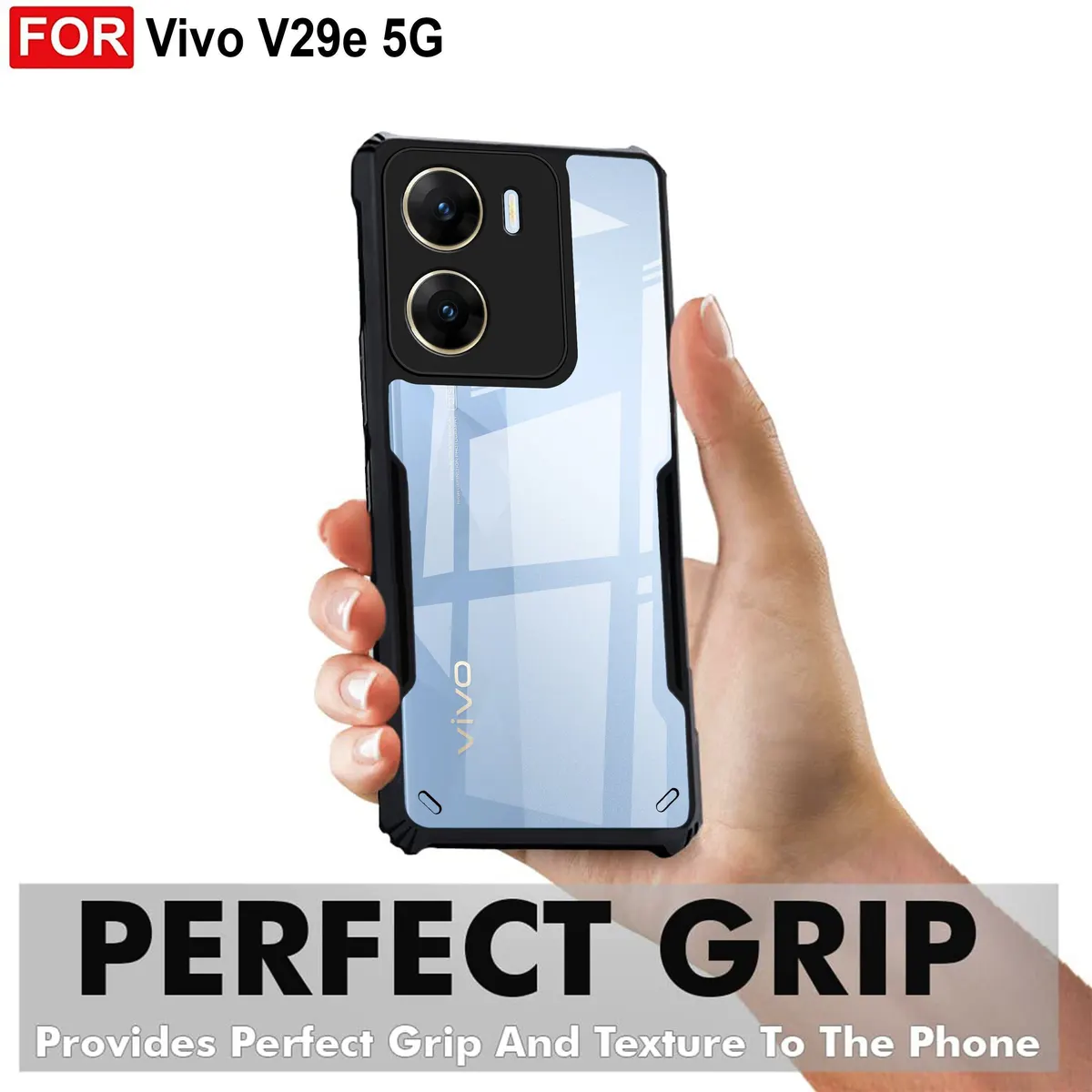 Micvir Back Cover for Vivo V29e 5G (Transparent, Black, Shock Proof, Polycarbonate, Pack of: 1) — image 2 of 5