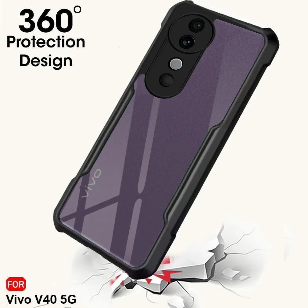 Micvir Back Cover for vivo V40 Pro 5G (Transparent, Black, Shock Proof, Polycarbonate, Pack of: 1) — image 2 of 5