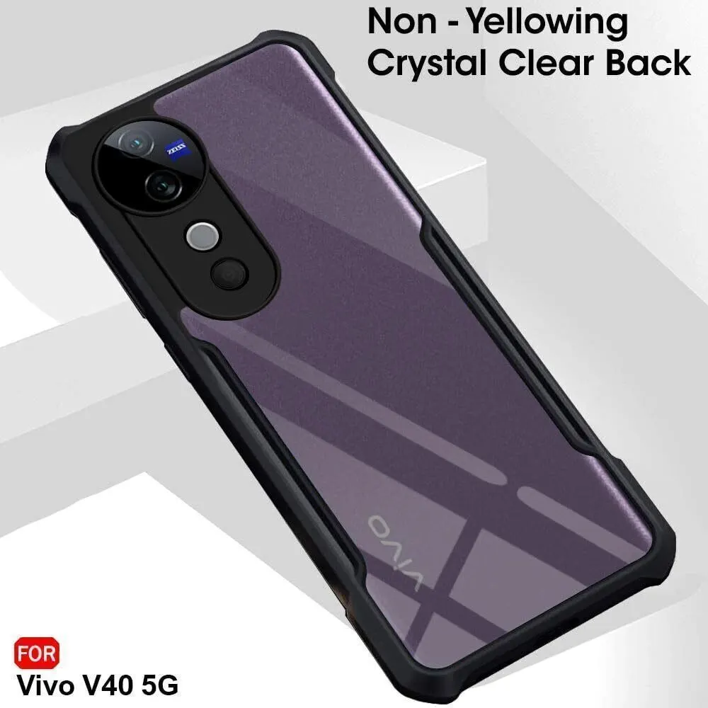 Micvir Back Cover for vivo V40 Pro 5G (Transparent, Black, Shock Proof, Polycarbonate, Pack of: 1) — image 3 of 5