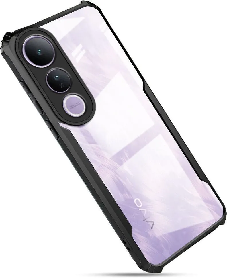Micvir Back Cover for Vivo V50 Lite 5G (Transparent, Black, Shock Proof, Polycarbonate, Pack of: 1)