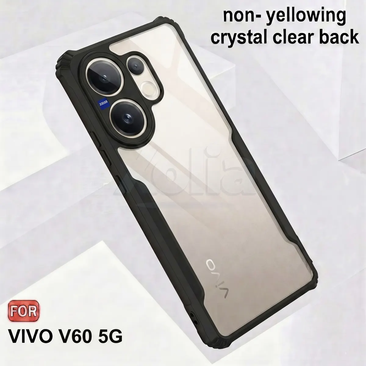 Micvir Back Cover for Vivo V60 5G (Transparent, Black, Shock Proof, Polycarbonate, Pack of: 1) — image 4 of 5