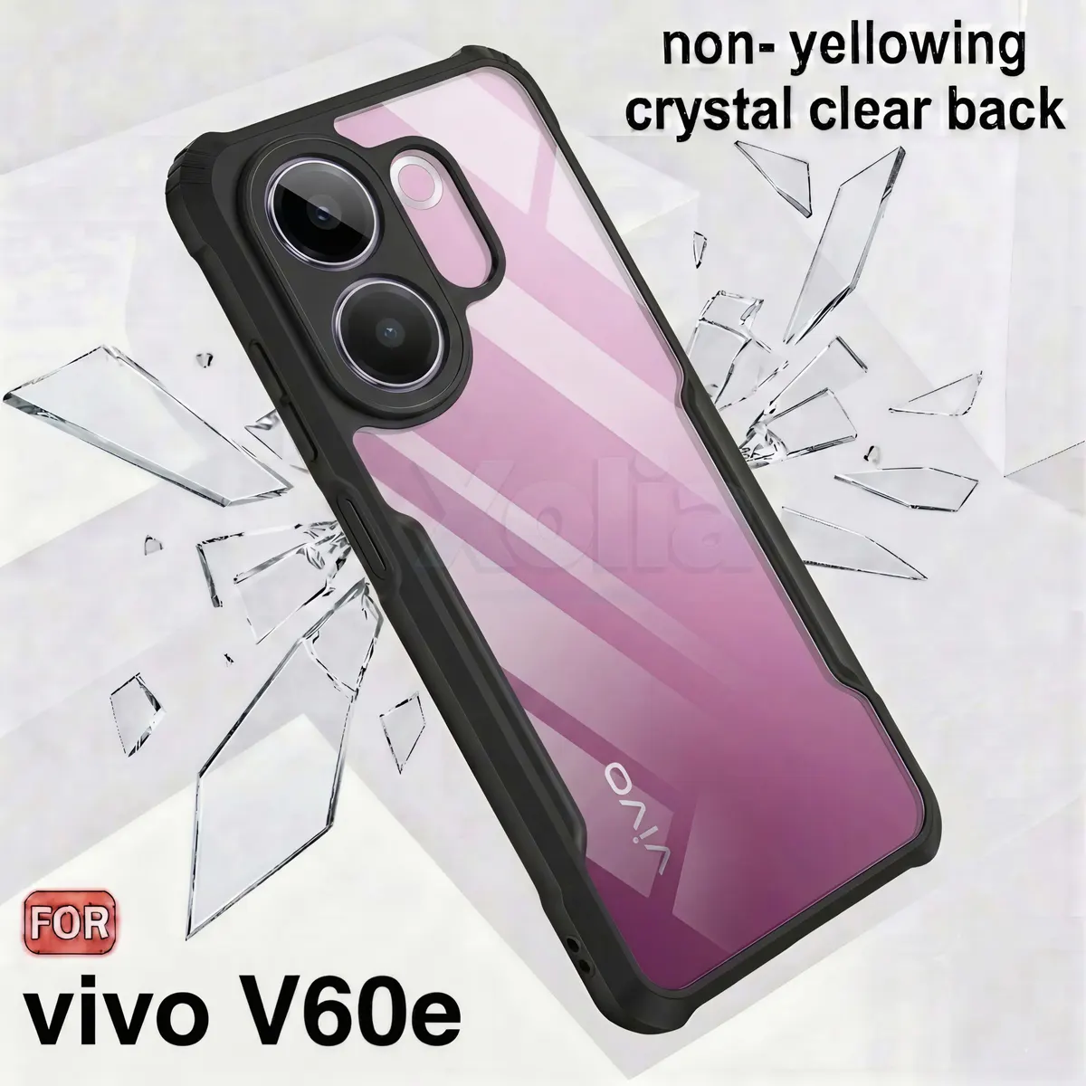 Micvir Back Cover for Vivo V60e 5G (Transparent, Black, Shock Proof, Polycarbonate, Pack of: 1) — image 4 of 5