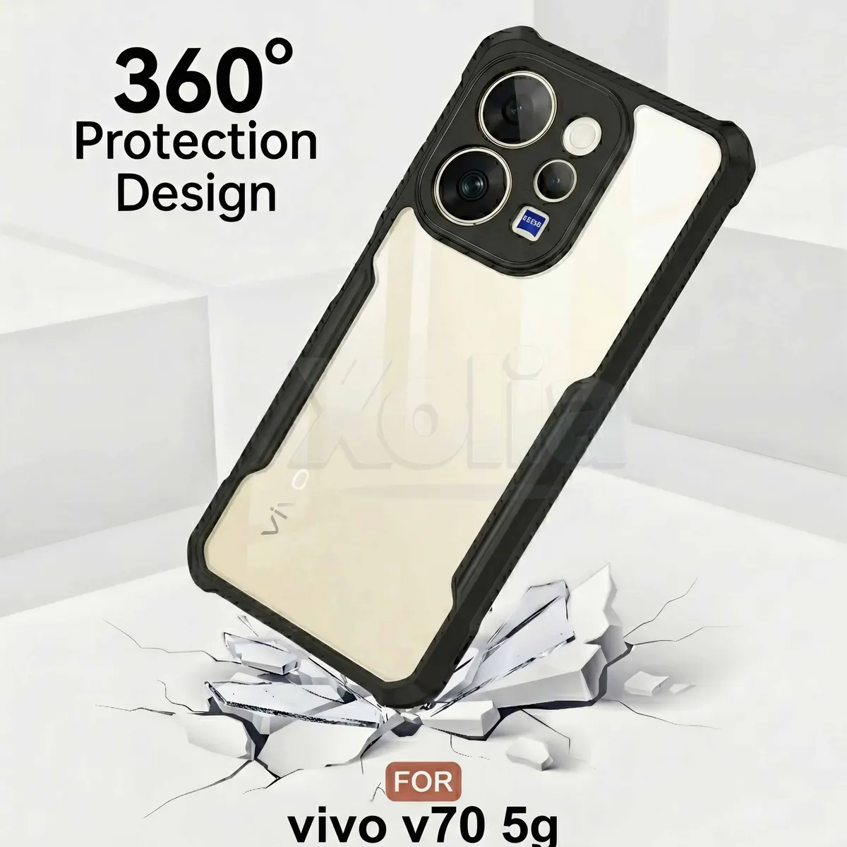 Xolia Back Cover for Vivo V70 5G (Transparent, Black, Shock Proof, Polycarbonate, Pack of: 1) — image 3 of 5