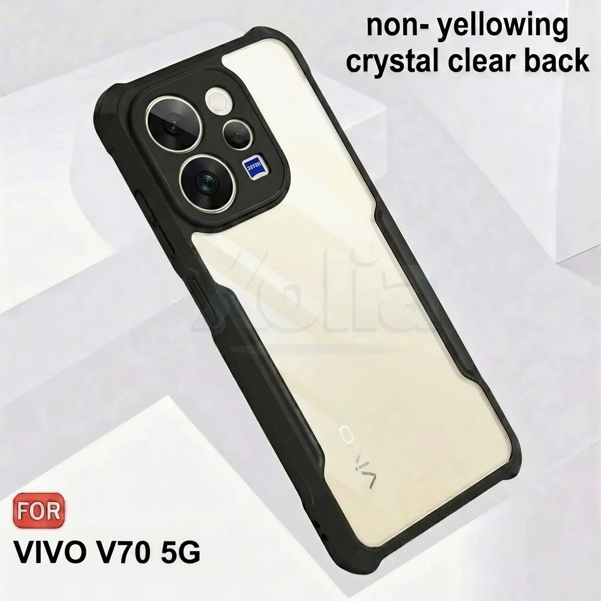 Xolia Back Cover for Vivo V70 5G (Transparent, Black, Shock Proof, Polycarbonate, Pack of: 1) — image 4 of 5
