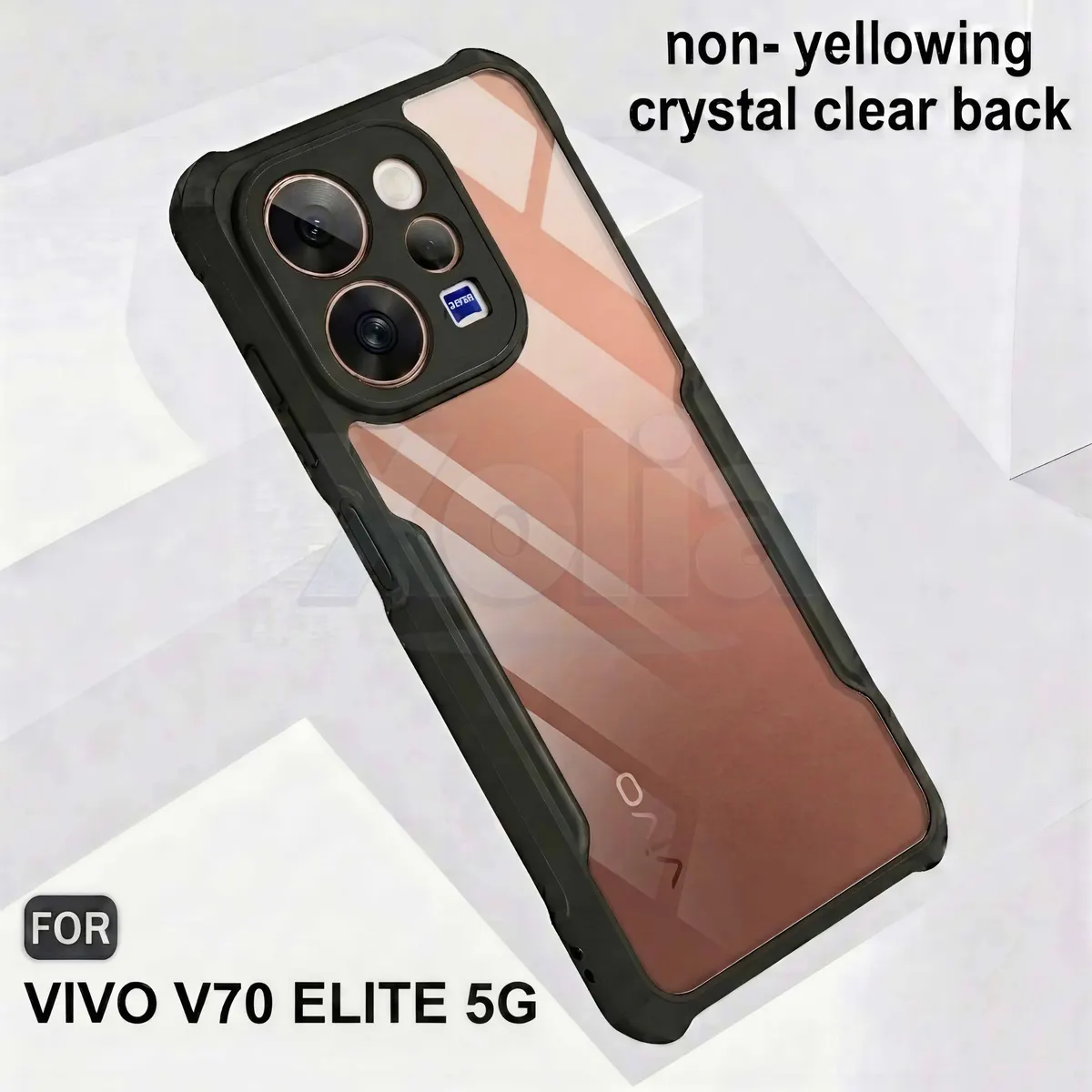 Xolia Back Cover for Vivo V70 Elite 5G (Transparent, Black, Shock Proof, Polycarbonate, Pack of: 1) — image 4 of 5